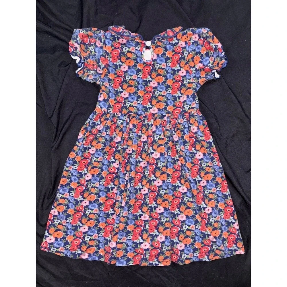Swoon Kids Dress Girls Size 6 Navy Floral Fit & Flare Peter Pan Collar